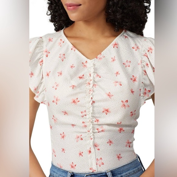 Rebecca Taylor Tops - Rebecca Taylor Maui Fleur Dot Floral Silk Blend Ruffle Blouse Size 4 Romantic